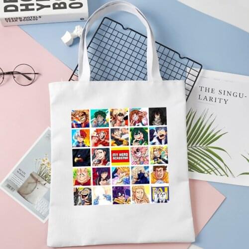 My Hero Academia Shopping Bag Shopper Grocery Cotton Shopping Reusable Bolsa Bag Fabric Boodschappentas Sacolas Eco-Friendly Bag
