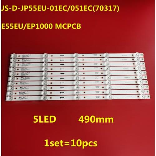 LED Backlight strip 5 lamps For Akai 55'' TV AKTV5534 JS-D-JP55EU-051EC (70317) 01EC E55EU/EP1000 MCPCB 490.0 15.0 1.0T