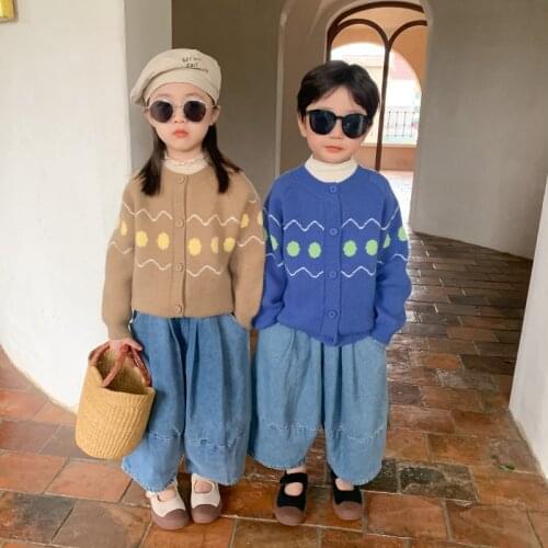 Girls Sweater Babys Coat Outwear 2021 Khaki Blue Plus Velvet Thicken Warm Winter Autumn Knitting Cardigan Childrens Clothing