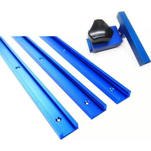 Aluminium Alloy T-Slot T Track w/ Miter Track Stop 300/400/500/600800mm Router Table Jig Fixture Slot T-Track Woodworking Tools