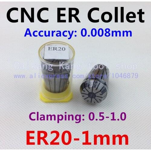 Precision 0.008mm, CNC collet, collet clamping tool holder, collet flexible, high precision collet, ER20-1MM
