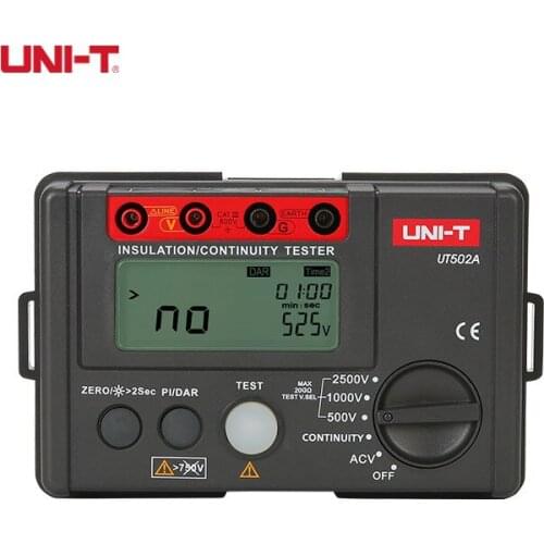 UNI-T UT502A Insulation Resistance Megohmmeter Voltmeter 2500V Test Continuity Tester w/LCD Backlight
