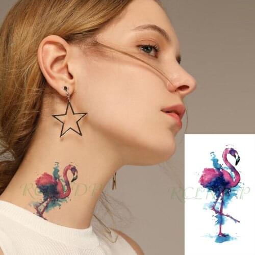 Waterproof Temporary Tattoo Sticker Flamingo Bird Watercolors Design Flash Tatoo Fake Tatto Hand Leg Arm for Kids Men Women