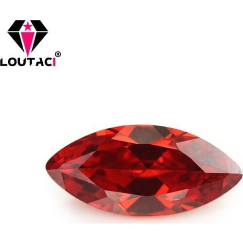 LOUTACI 5A High Quality Without Flaw Jewelry Gemstone Orange Red Cubic Zirconia Marquise Shape Big Size 6x12-10x20mm