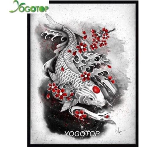 Japanese Bushido Sakura Samurai Ukiyoe fish Diamond Embroidery full Diamond painting diy Mosaic Pictures Of Rhinestones YY1492