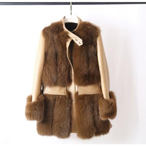 Vogue Real Natural Fox Fur Coat Winter Jacket Women Double-Faced Merino Sheep Fur Genuine Leather Warm Streetwear Locomotive