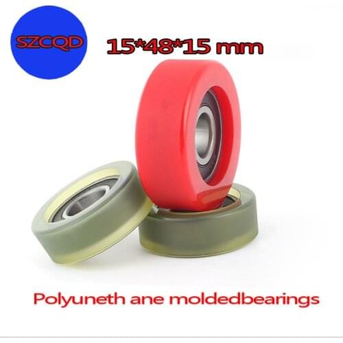 1PCS 15 * 48 * 15 , Poliuretano PU, Mancais 6202 Rodas Revestidas de Borracha Para Resistência ao Desgaste, Mancais de Polia, Ro