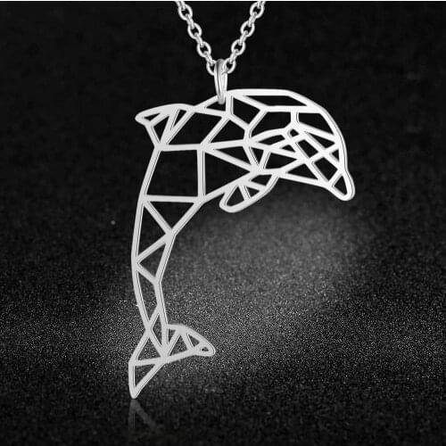 100% Real Stainless Steel Hollow Big Dolphin Necklace Super Quality Personality Jewelry Trend Jewelry Necklaces Special Gift