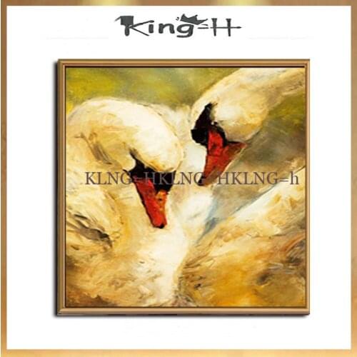 100%Handpainted Oil Painting white Swan Couple Paintings on Canvas Modern Abstract Art Best Gift Wall Art Pictures Home Decor
