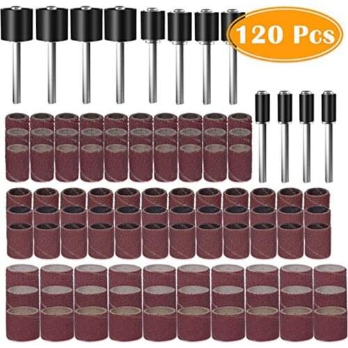 120Pcs Drum Sanders Set Including 108 Pcs Sanding Bands and 12 Pcs Drum Mandrels Nail Drill Rotary Tools Grinder