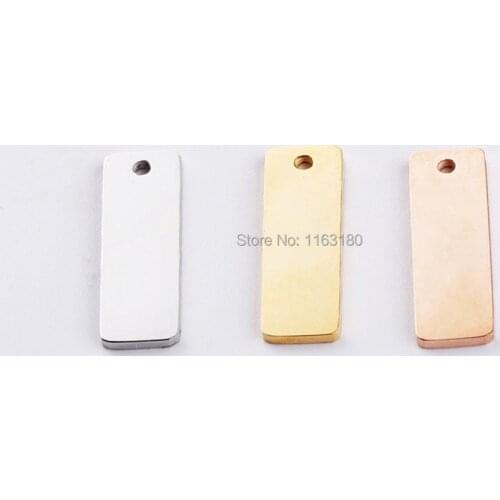 30pcs/lot Wholesale Stainless Steel Name Blank Dog Tags Pendant Rectangle Necklace Jewelry Pet Tag