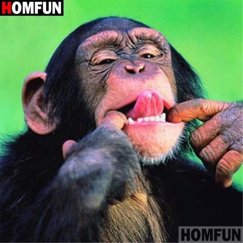 HOMFUN Full Square/Round Drill 5D DIY Diamond Painting "Animal orangutan" 3D Diamond Embroidery Cross Stitch Home Decor A30015