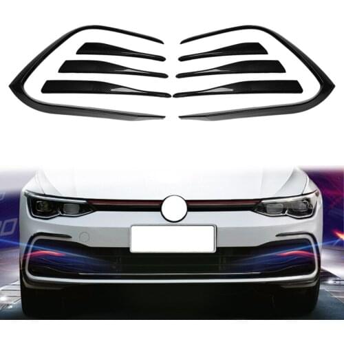 Car Carbon Fiber Front Bumper Fog Light Lower Grille Frame Spoiler Splitter For-Golf 8 MK8 2020 2021