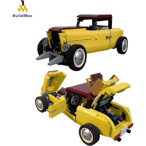 Buildmoc Technical Retro Vintage Car Museum Collection History City Modular Car Building Block Model Children Toy Birthday Gift