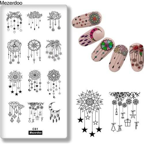 Nail Art Image Stamp Stamping Plates Moon Diamond Flower Tassel Nail Plate 3D Diy Manicure Template Tools Metal Nail Decorations