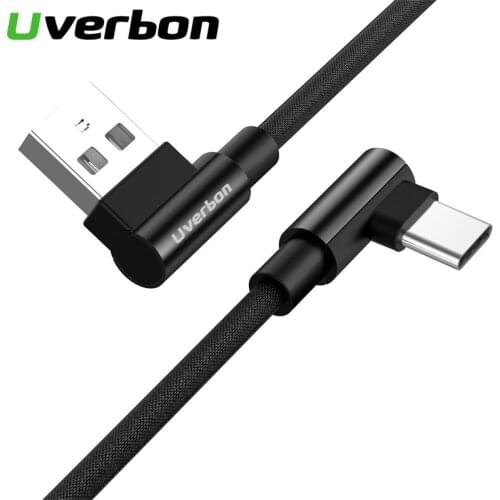 USB Type-c 2.4A 90 Degree Fast Charging Cable Nylon Braid Mobile Phone Cable USB Data Cable for Samsung S6 S7 Xiaomi Huawei LG