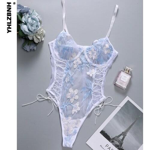 YHLZBNH Womens Lingerie Set Sexy Lace Embroidery Print Bodysuit Strap One-piece Suit Honeymoon Wedding Anniversaries Nigtwear