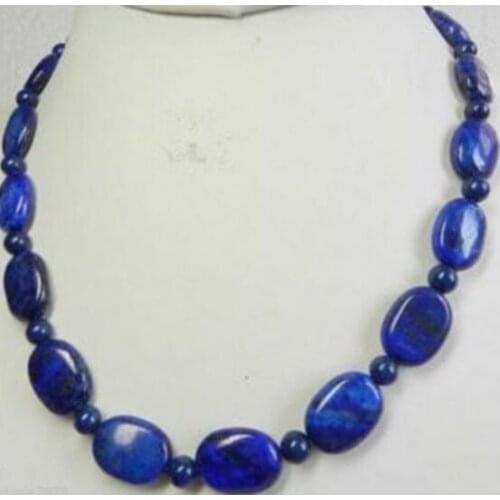 Beautiful 13x18 mm Oval Lapis Lazuli Beads Necklace 20 inch 40"