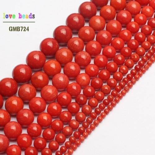 AAA Natural Red Coral Round Spacer Loose Beads for Jewelry Making Beaded Bracelet DIY Jewelry 15" 2/3/4/6/8mm