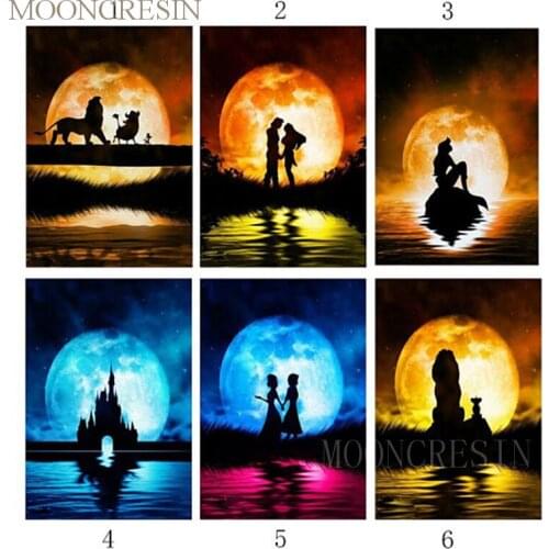 MOONCRESIN Diy Diamond Painting Cross Stitch Moonlight Love Diamond Embroidery Full Square Drill Diamond Mosaic Needlework Gifts