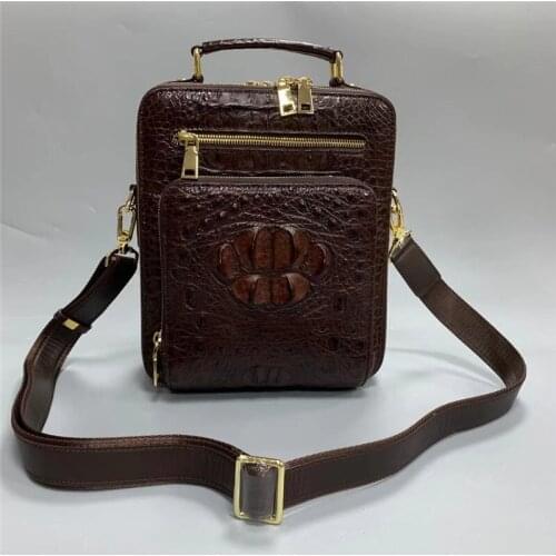 Authentic Exotic Crocodile Skin Mens Small Casual Handbag Cross Shoulder Bag Genuine Real Alligator Leather Male Messenger Bag