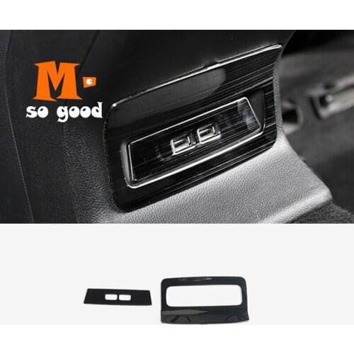 Stainless Black/Blue/Sliver 2017 2018 For Skoda Karoq Car Interior Armrest Rear USB Socket Decor Cover Frame Trim Accessories