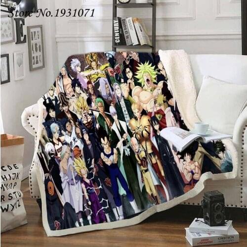 NEW ONE PUNCH MAN 3D Printed Fleece Blanket for Beds Thick Quilt Fashion Bedspread Sherpa Throw Blanket Adults Kids 04