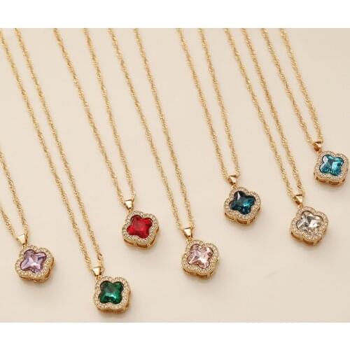 New Gold Stainless Steel Fashion Four-leaf Clover Necklace Metal Necklace Necklace Chain Collar Ladies Jewelry Jewelry Gifts