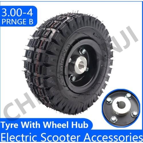 PRNGE 3.00-4 Tire 10 Inch Wheel Electric Scooter Road Tire Wheel 4 Inch Alloy Rims Hub for Go Kart Mini Quad Tire