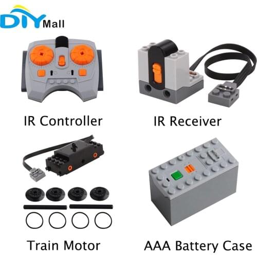 Train Track Motor with Wheels IR Controller Receiver AAA Battery Case DIY SET compatible with lego Power Functions MOC Parts