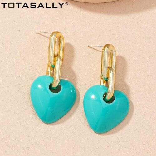 F.J4Z серьги 2021 Statement Earrings for Women Trend Curb Chain Acrylic Heart Pendant Drop Earring Lady Party Gifts aros mujer