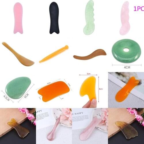 2021 Quartz Jade Guasha Board Natural Stone Scraper Neck Body Acupuncture Spa Acupuncture Scraper Therapy Chinese Gua Sha Tools