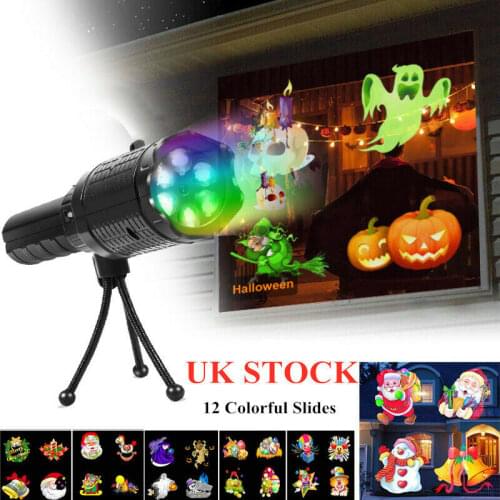 LED Laser Projection Light 12 Patterns Xmas Snowflake Elk LED Projection Lamp Christmas Decoration Pattern Spotlight Night Light