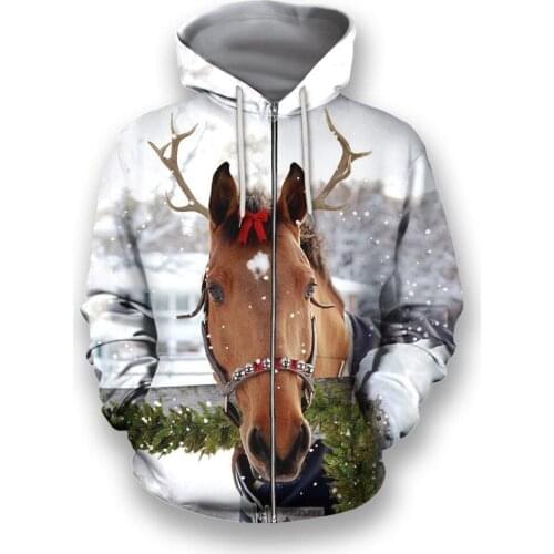 CLOOCL Horse Series Zipper Hoodies Animals Men Clothing 3D Print Design Pockets Casual Tops Unisex Sweatshirts