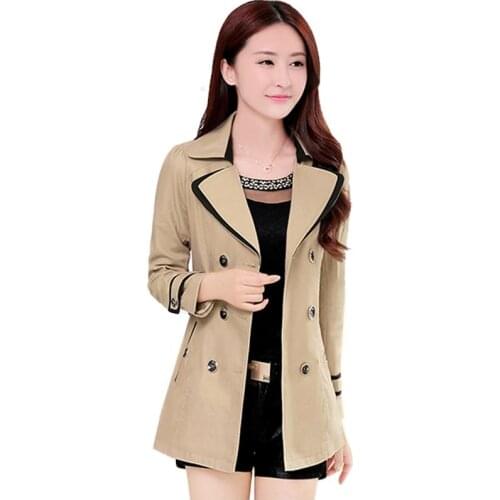 New3 Season lapel double Breasted Trench Coat British Ladies Self-cultivation Beige Coat For Women Causal Stylish Black Pea Coat