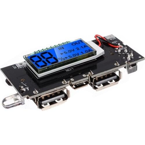 Mobile Power Bank Charger PCBA Digital Display Dual USB 5V 1A 2.1A 18650 Battery Replacement Motherboard LCD Charging Module