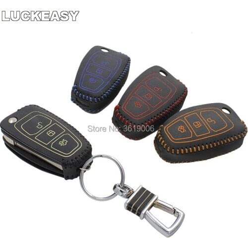 LUCKEASY High Quality leather remote key Case Cover Holder For Ford Escape 2013