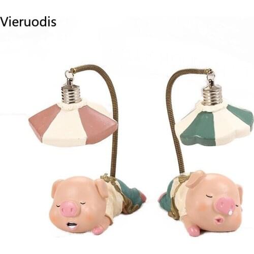 Japanese Night Lamp Grocery Pigdoll Desk Lamps Lying Piggy Night Light Creative Decoration Resin Craft Student Children Gift
