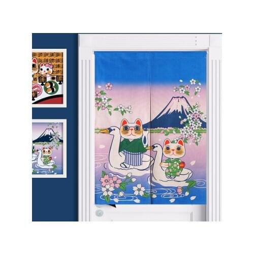 Japanese style cloth door curtain cotton linen classical cartoon cat partition porch kitchen home living room decoration