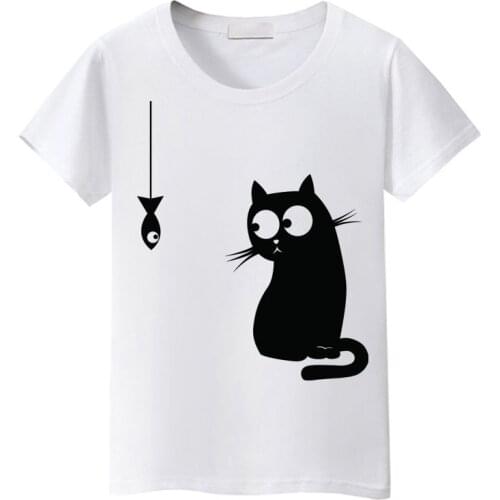 BGtomato Black cat pink love t-shirt women love story Literature and art shirts Good quality brand clothes casual tops