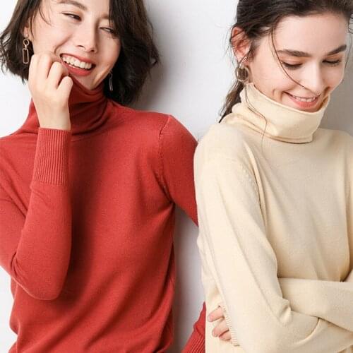 Womens Turtlenecks Autumn Winter Solid Long Sleeve Sweater Ladies Casual Pullovers Elegant Female Knitted Wear