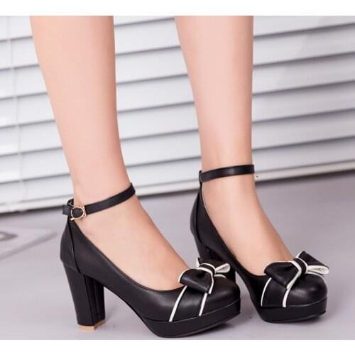 Brand Designer Women Pumps High Heels Platform Ladies Ankle Strap Work Office Shoes Woman Zapatillas Mujer Block Heels Shoes