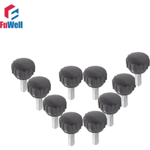 10pcs M6 x 15mm Male Thread Length 22mm Plastic Round Head Diameter Knurled Grips Knob Replacement Screw on Type Clamping Knob