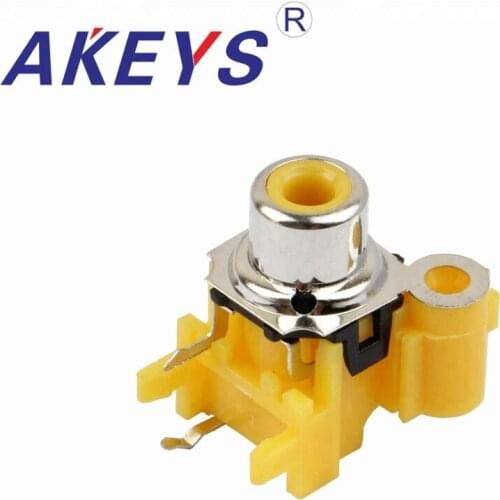 20PCS AV-8.4-8E PCB Mounting 2 pins RCA Female Jack AV Concentric Outlet Socket Yellow