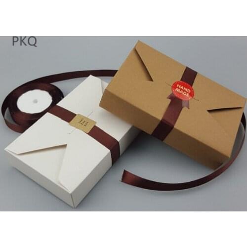 20pc Simple Envelope Christmas Cookie Box brown bread cup cake packaging Boxes white West Point Cake Box kraft paper candy boxes