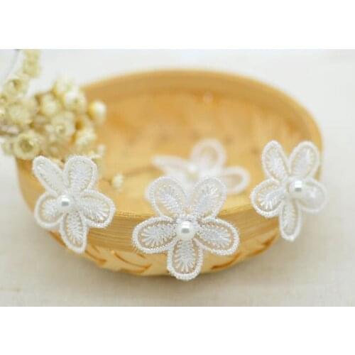 Hot Sale 5 PCS 3CM Off White Pearl Lace Patch Venice Venise Lace Trim Applique for Garment Accessories