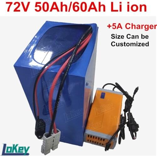 72V 50Ah 60Ah Lithium battery pack for electric bike bicycle motorcycle electric tricycles golf trolley+5A charger