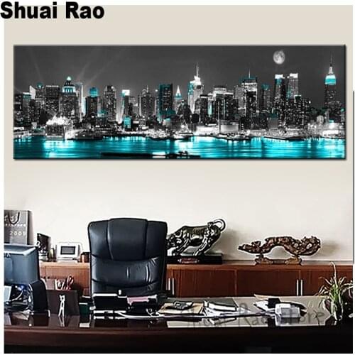 Large new york black and white city landscape 5D Diamond painting cross stitch diamant painting diamond Embroidery rhinestone 3d