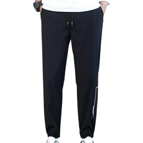 Casual Pants 2021 Solid Color Ankle Banded Men Pants Loose Straight Drawstring Casual Pants Sweatpants Fitness Clothing