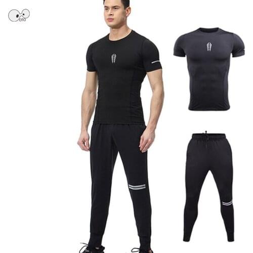 2 Pieces Quick Dry Running Set Clothing 2019 New Compression Mens Sport Suits Jogging Training Gym Fitness Tracksuits Sportswear